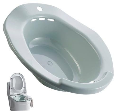 Sitzbad für die Toilette, Sitzbadewanne aus Kunststoff mit Überlaufschutz und Aufhängeloch für Frauen und ältere Menschen mit Hämorrhoiden nach der Geburt, 15, 35 x 14, 37 x 4, 53 Zoll, Sitzbadewann