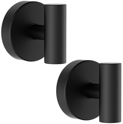 Bntuk Suction Cup Hooks, Removable Shower Hooks for Inside Shower – Towel Hooks for Bathroom Window Glass Mirror Tile, Bath Robe Looafh Hook for Hanging – Waterproof & Rustproof, Black (2 Pack)