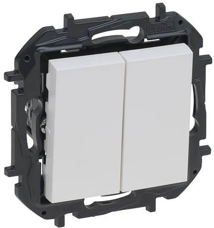 LEGRAND Interruptor o conmutador doble componible 10AX para instalación empotrada, Gama Niloé Step, Color Blanco, 398226B
