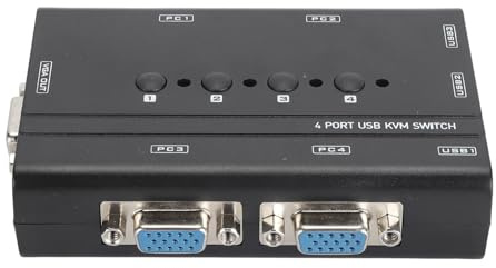 Sonew USB VGA KVM-switch, 4-portsväljare, Datorer Att och 3 USB-enheter, Perfekt för Kontor, Spel och Undervisning