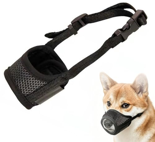 Munkorg för små hundar med kort nos, justerbar hundmunkorg med kardborreband, andningsaktivt nät, förhindrar bitning, ätning, skällande och tuggning, för chihuahua och fransk bulldog (XS)