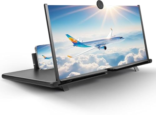 Banaone Amplificador de Pantalla para Móvil de 18 Pulgadas, Lupa de Pantalla 3D HD con Filtro de Luz Azul, Plegable y Extensible, Compatible con la Mayoría de Smartphones, para Películas y Vídeos