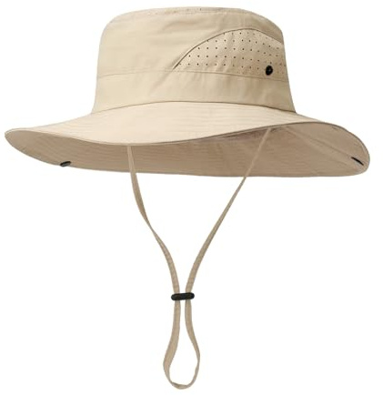 AYPOW Mesh Breathable Lightweight Sun Hat for Men Women, Wide Brim UV Protection Quick Drying Waterproof Packable Outdoor All Weather Bucket Hat, UPF 50+ Fishing Hiking Safari Summer Boonie Hats