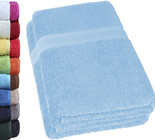 NatureMark Juego de 2 Toallas de Sauna, 80 x 200 cm, 100% algodón, Color: Azul Claro