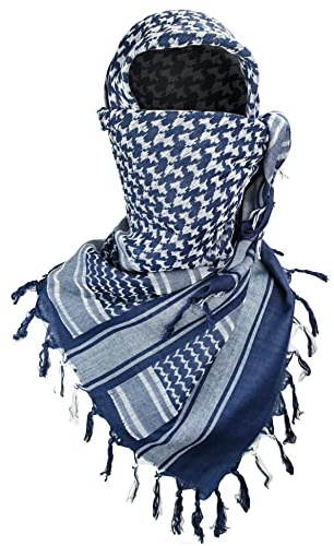 Luxns Military Shemagh Tactical Desert Scarf / 100% Cotton Keffiyeh Scarf Wrap for Men And Women, Blue, One size