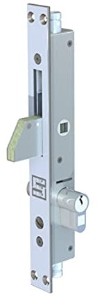 Serratura Entrata 19.7 con Cilindro a scelta. SIVER 911 in Acciaio Zincato per Persiane, Inferriate da Montante Verticale (Con Mezzo Cilindro SIVER)