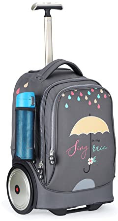 UNIKER Rolling Laptop Bag for 14 Inch Laptop,Roller Bookbag,Schoolbag with Big Wheels,19 Inch Wheeled Computer Bag,Colorful Rain,Rolling Cabin Bag