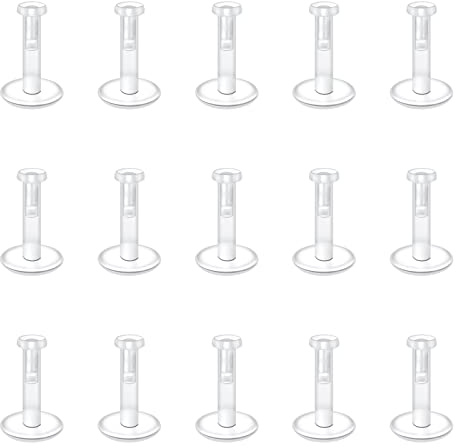 Vcmart 15 Uds. Barras de Labios Transparentes Labret Studs retenedores 16G plástico Flat Helix Tragus Stud 6-12mm Bioflex Flexible