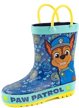 Paw Patrol Wellies Boys Kids Toddlers | Chase Rescue Pups Police Cop Wellington Boots | Zapatos azules amarillos resistentes al agua para caminar