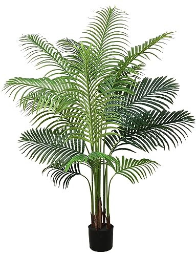 YULISKY Artificial Areca Palm Plant, 6 FT Fake Palm Tree in Pot, Tall Faux Silk Plant, 14 Leaves Faux Palm for Home Decor Office Living Room Perfect Housewarming Gift