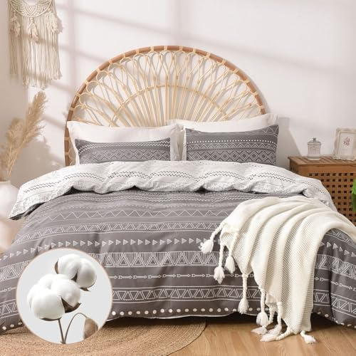 Lekesky Cotton Duvet Cover Double, 100% Cotton Bedding Double Bed Set, Cotton Bedding, Boemia Double Duvet Set (1 Comforter Cover 200x200cm+2 Pillow Cases)