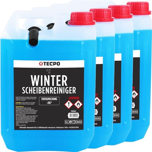TECPO Winter Scheibenreiniger -20°C Scheibenfrostschutz Fertigmischung Winter Klarsicht Scheibenklar, 20 Liter