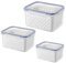 3er Aufbewahrungsbox, Frischhaltedosen für Kühlschrank Frischhaltedosen Obst Gemüse mit Deckel und Abtropfsieb Doppel Kühlschrank Organizer Vorratsdosen Set (light blau)