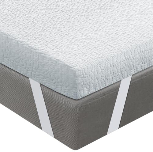 BedStory Topper 10 cm 135 x 190, Topper viscoelastico per materasso con infusione gel rinfrescante, coprimaterasso in schiuma con memoria, coprimaterasso estraibile e lavabile