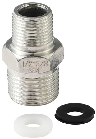 OFFO Shower Hose Connector, G1/2''(20mm) Male to G3/8''(16mm) Male Threaded Connector,Shower Hose Adapter, Chrome