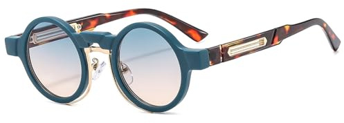 AYBIOSD Donne Occhiali da Sole Rotondi in Metallo Uomini Occhiali da Sole retrò Polarizzati Steampunk Protezione UV400 per La Guida in Viaggio in Bicicletta,C6
