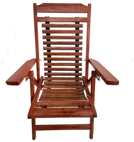 PP-Vic Sillón De Exterior De Madera De Secuoya, Sillón con Respaldo De 5 Opciones De Inclinación, Muebles De Jardín De Mediados De Siglo Resistentes A La Intemperie, Hermoso Sillón Plegable con