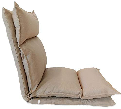 Rebecca Mobili Meditationstuhl Bodenkissen Beige, Metall Polyesther, Entspannung verstellbare Rückenlehne, Wohnzimmer Garten – Maße: 70 x 56 x 70 cm (HxLxB) - Art. RE6196