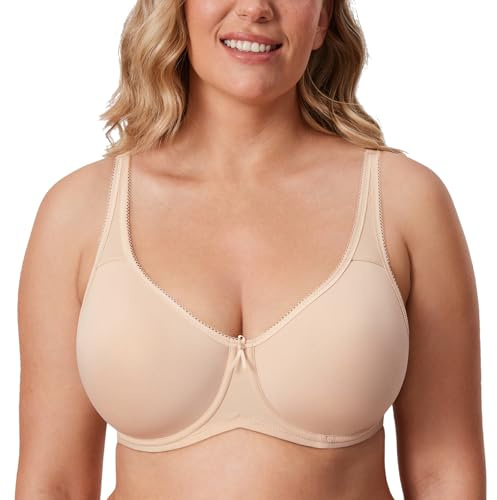 DELIMIRA Sömlös t-shirt för kvinnor plus size-bh:ar | Heltäckande, Bygel, Lätt fodrad, Upp till F