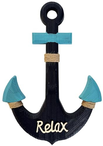 YUMBOR Ancla de madera rústica náutica con cruces de cuerda, decoración de pared, ancla de madera para colgar, decoración temática de playa, 45,7 cm de alto