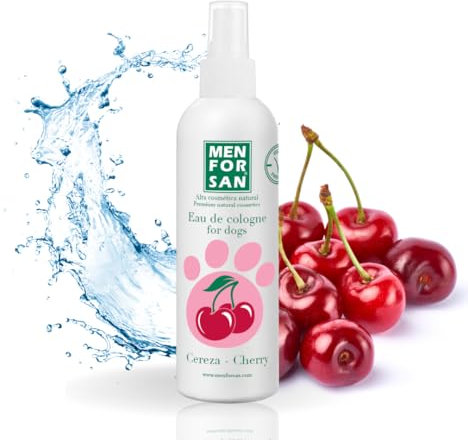 MENFORSAN Eau de Cologne für Hunde | Kirsche | Intensiver und erfrischender Duft | Deodorierende Wirkung | Mit sehr milden Inhaltsstoffen, die die Haut NICHT reizen | Mit neutralem pH-Wert | 125 ml