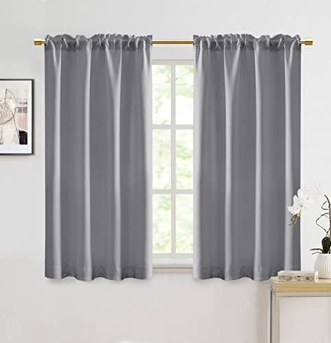 Rod Pocket Blackout Curtains for Bathroom,Light Grey,52 x 48 - 2 Panel