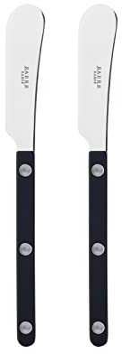 SABRE PARIS - 2er Set Buttermesser 14 cm - Bistrot - Ideal Für Butter, Aufstrich - Edelstahl & Nylon - Spülmaschinenfest - Schwarz