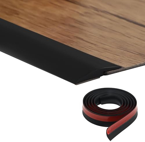 2M Carpet Edge Strip Self Adhesive Floor Planks Carpet to Laminate Door Strip Carpet Door Strips Rubber Edging Trim Laminate Flooring Trim (5mm, Black)