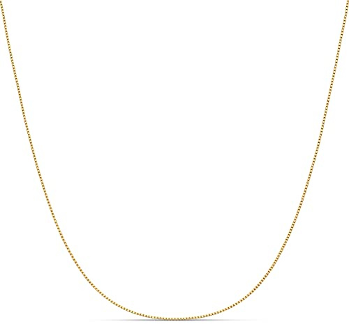Amazon Essentials Sterling Yellow Gold or Silver Thin 0.8mm Box Chain Necklace