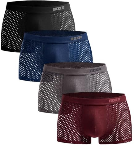 BOXR Calzoncillos Hombre Boxer de Bambú Pack de 4 – Suaves, Transpirables y Cómodos – Ropa Interior Hombre para Uso Diario y Deporte (Tallas S–3XL)