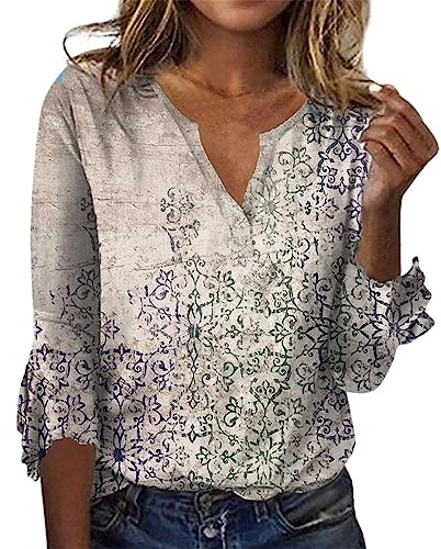 TIMEMEAN Tunique Femme Manches 3/4 Laine Et Soie - Chemise Japonaise Carreau - Blouse Zippée - Top Allaitement Été - T-Shirt Marin - Chemisier Ethnique Blanche