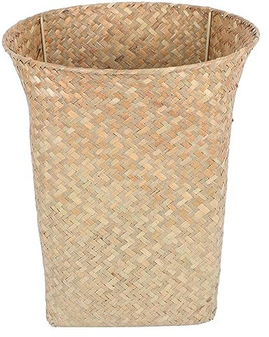 Cabilock Corbeille À Papier en Paille Tressée Poubelle De Bureau Poubelle De Maison Panier Décoratif