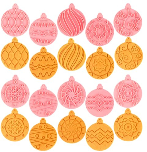 Orapink Christmas Cookie Cutter-10 Pieces Plastic Christmas Cookie Cutters and Stamps-Xmas Element Cookie Stamps,Light Bulb Shaped Biscuit Cutter Set.