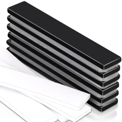 Imanes de neodimio extrafuertes, grandes, 6 unidades, 60 x 10 x 3 mm, color negro, autoadhesivos, fuertes, imanes fuertes para pizarra magnética, nevera, imanes de tierras raras fuertes para armario
