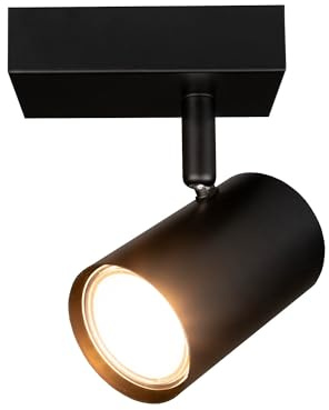 Ledvion - LED Ceiling Spotlight Black 1 Light, dimmable tiltable, GU10 Fitting, Surface mounting, Black lamp, Rectangular lamp, Lighting, IP20, Whiteout GU10 lamp