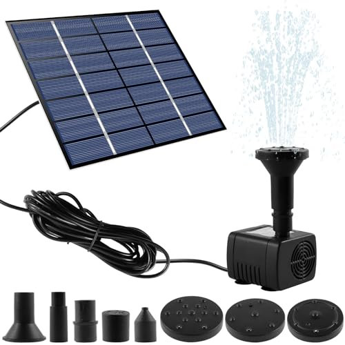 Solar Springbrunnen DIY Solar Teichpumpe Garten Wasserpumpe Solar Panel mit 5 Fontänenstile für Gartenteich Vogel-Bad Fisch-Behälter Kleiner Teich
