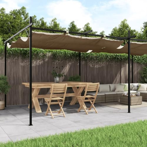 Home & Garden Artikel-Pergola mit einziehbarem Dach, Taupe, 589 x 292 x 230 cm
