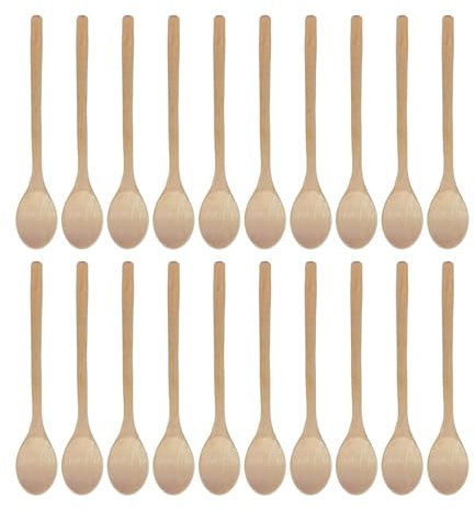Confezione Da 20 Cucchiai Di Legno Con Manico Lungo, Cucchiai Da Dessert, Stoviglie In Legno, Cucchiai Per Mescolare, Cucchiai Da Caffè, Cucchiai Da Cucina In Legno, Cucchiai Da Cucina In Legno