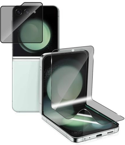 HinZann Privacy Pellicola Protettiva per Samsung Galaxy Z Flip 5, [1+1 Pezzi] Vetro Temperato Pellicola + Anti-Spia TPU Film, Senza Bolle, Anti-Spy Protezione Schermo Pellicola per Galaxy Z Flip 5