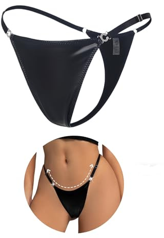 comeondear Perizoma Sexy Donna Pelle PU Tanga Donna a Vita Bassa Perizomi Sexy Regolabile Mutand Brasiliana Slip Mini String Taglie Forti Intimo Hard Lingerie Sexydonna Hot Pelle PU-Nero,XXL