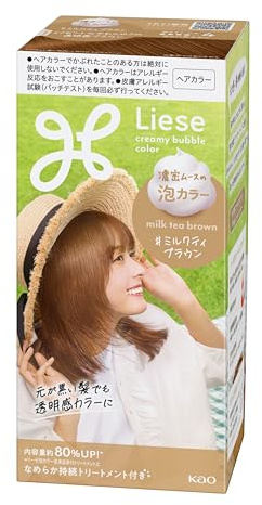 Liese Kao Bubble Hair Color Milk Tea Brown for Black Hair (115ml) – Quasi-Drug