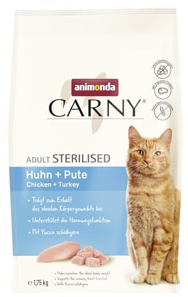 animonda Carny Katzen Trockenfutter Huhn + Pute (1 x 1,75kg), Trockenfutter für sterilisierte Katzen ohne Zucker und Getreide, mit viel frischem Fleisch