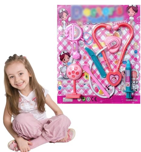 EAVUYIS 6-teiliges Doktorkoffer Kinder Mit Stethoskop, Thermometer und Spritze - Geschenk für Kinder Rollenspiele Spielzeug ab 3 Jahren