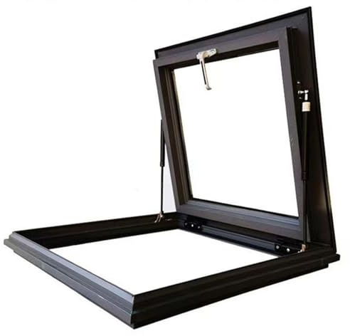 Claraboya Techo,Ventana de tejado de Aluminio,Compuerta de Acceso al Ático,para azoteas, áticos, sótanos,Gris,60×60cm