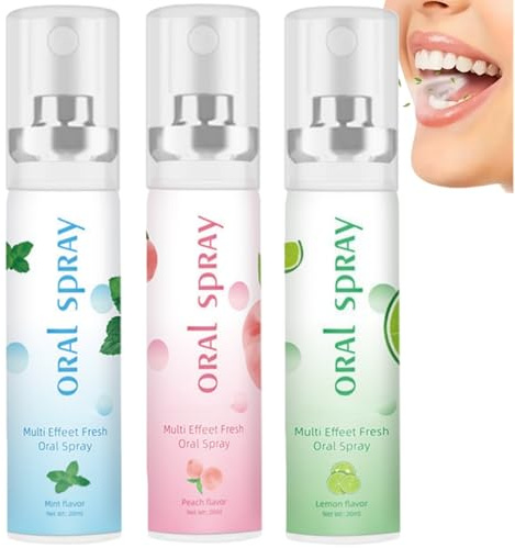 3PCS Fresh Breath Mouth Spray,Fruit Oral Breath Spray,Effective Dry Mouth Flavoured Spray,Mouth Freshener Spray,Instantly Hydrate & Moisturize,Fresh Mouth Spray for Bad Breath Care and Freshener