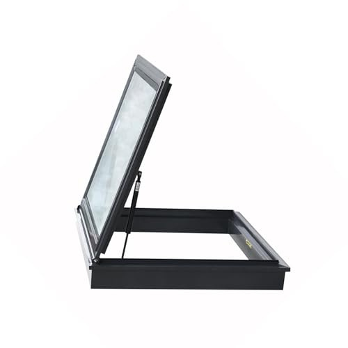 Roof Hatch Aluminum Alloy Sloping Waterproof with Hydraulic Support Rod Rooftop Transparent Skylight Security Door for Home Attic Sunroom