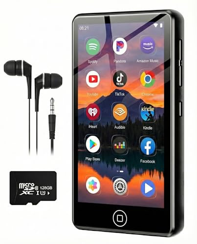 AGXOV 144GB Lettore MP3 Spotify con Wi-Fi & Bluetooth, 4,02 Pollici Touchscreen MP4 Lettore Musicale, MP3 Lettore Musicale Android con Amazon Music, Deezer, Radio FM, Registratore Vocale, Nero