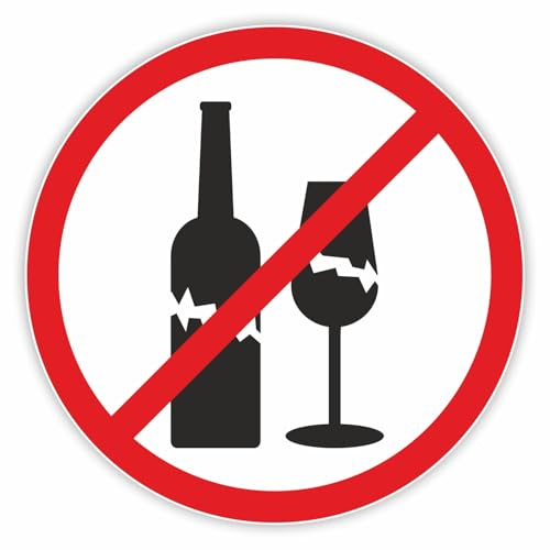 iSecur Glasverbot Aufkleber I rund Ø 20 cm I Benutzung von Glas-Flaschen Glasbehälter verboten I Verbotszeichen Verbots-Aufkleber Piktogramm I hin309