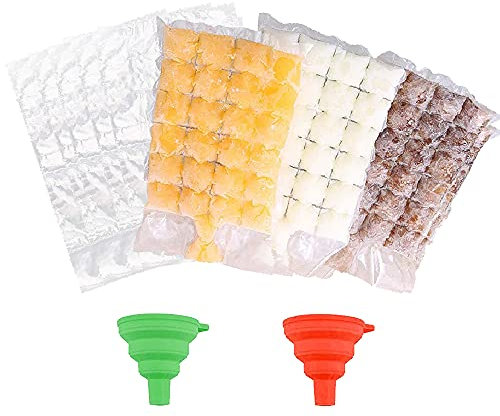 YIXISI 30 Stücke Selbstdichtende Eiswürfelbeutel mit 2 Silikontrichter, 720 Eiswürfel, Einweg-Eiswürfelform für Whiskey, Cocktails, Getränke, Grillpartys, Reisen