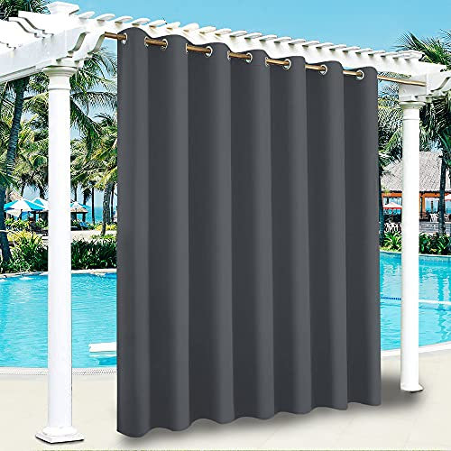 ele ELEOPTION Rideaux d'Extérieur Imperméables, Protection Anti-UV Coupe-Vent avec Oeillets, Rideaux Intérieur et Extérieur pour Pergola Jardin, Cour, Balcon (1 Pièce, Gris Foncé, 254 x 241 cm)